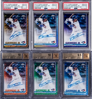 2019 Topps Chrome "Rookie Autographs" Refractors PSA/BGS-Graded Vladimir Guerrero Jr. Serial Numbered Signed Rookie Card Collection (6 Different) Including PSA/BGS GEM MINT Examples!
